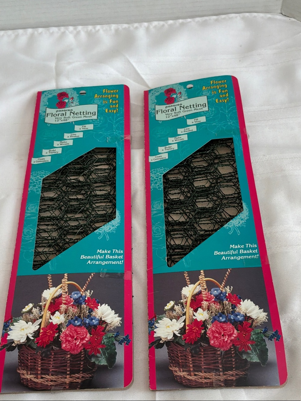 Panacea Cache Floral Netting Mesh in green with Teal Packaging